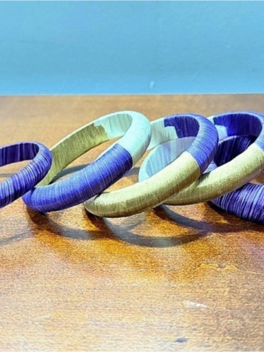 Thread-Wrapped Color Block Bracelet Set - Picture 2 of 3